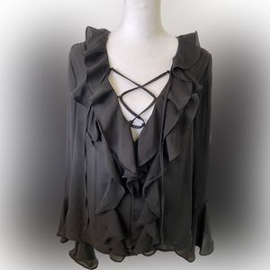 Forever 21 | Black Ruffle Blouse | Size Small